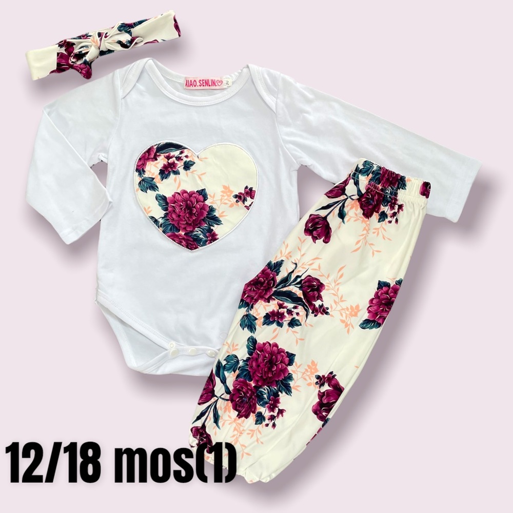 Boutique Baby Girls Floral 3pc Outfit